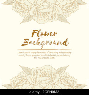 Arrière-plan Rose dessin à la main fleurs modèle d'esquisse Vector Layout Illustration de Vecteur