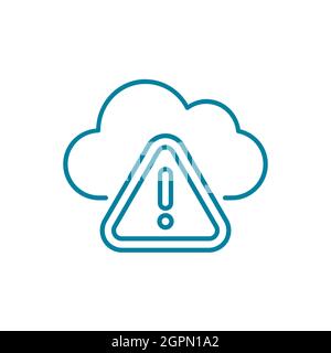 Icône de ligne d'avertissement Cloud. Erreur d'hébergement du serveur de Cloud computing. Point d'exclamation de triangle. Concept de cyber-attaque. Connexion non sécurisée.Vector Illustration de Vecteur