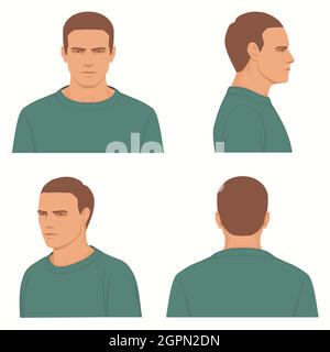 tête humaine, visage d'homme vectoriel Illustration de Vecteur