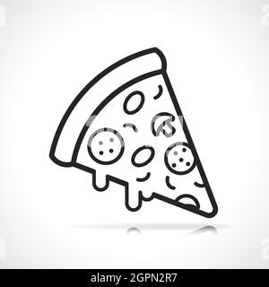 icône delicious pizza slice line Illustration de Vecteur