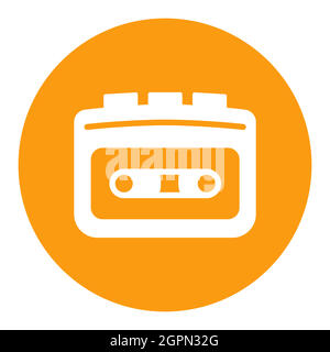 Icône en forme de glyphe blanc plat du lecteur de cassettes Illustration de Vecteur