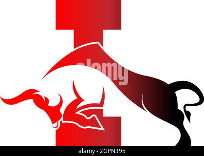 Combinaison de l'icône du logo de lettre avec le modèle de symbole de forme de taureau Illustration de Vecteur