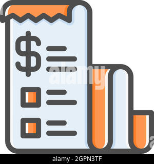 style de couleur de contour de l'icône de facture Illustration de Vecteur