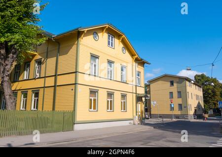 Rue Vana-Kalamaja, quartier de Kalamaja, Tallinn, Estonie Banque D'Images