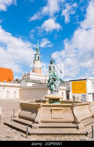 Fontanna Neptuna, fontaine Neptune, Stary Rynek, place de la vieille ville, Poznan, Pologne Banque D'Images