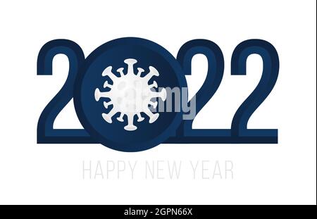 Bonne année 2022. 2022 avec illustration réaliste de vecteur d'icône de virus Illustration de Vecteur