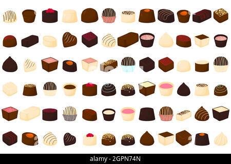 Illustration sur le thème beau grand ensemble sucré chocolat bonbon bonbon Illustration de Vecteur