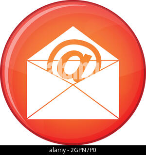 Enveloppe avec email sign, icône de style plat Illustration de Vecteur