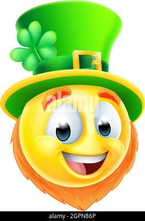 Leprechaun Emoticon Emoji icône de dessin animé Illustration de Vecteur