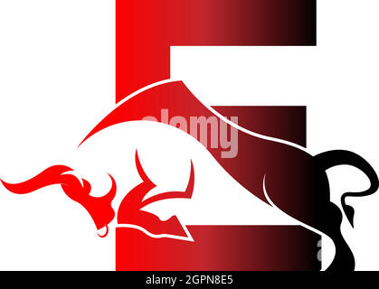 Combinaison de l'icône du logo de lettre avec le modèle de symbole de forme de taureau Illustration de Vecteur