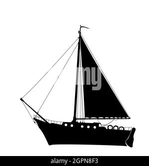 Silhouette de yacht à voile Illustration de Vecteur