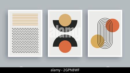 Peinture artistique abstraite avec arrière-plan de couleurs boho. Peinture moderne minimaliste des éléments géométriques. Illustration de Vecteur