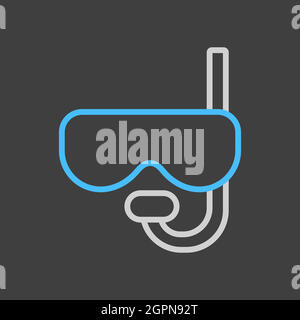 Masque de plongée avec icône représentant un vecteur de plongée sur fond sombre Illustration de Vecteur