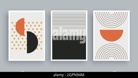 Peinture artistique abstraite avec arrière-plan de couleurs boho. Peinture moderne minimaliste des éléments géométriques. Illustration de Vecteur