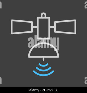 Icône vecteur satellite sur fond sombre. Panneau de navigation Illustration de Vecteur