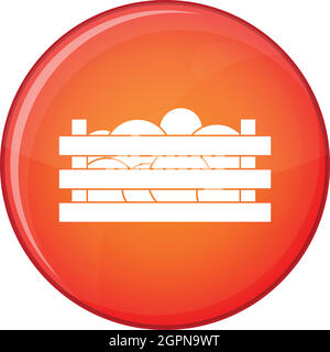 Pastèques dans des caisses en bois, l'icône de style plat Illustration de Vecteur