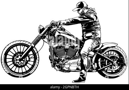 Motocycliste sur le dessin de moto Illustration de Vecteur