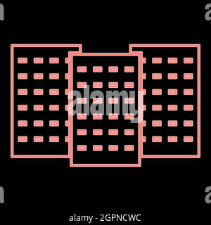 Néon trois construction de l'image de style plat de l'illustration vectorielle rouge Illustration de Vecteur