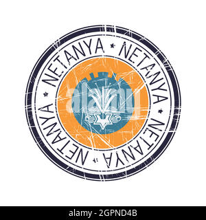 Ville de Netanya, timbre vectoriel d'Israël Illustration de Vecteur