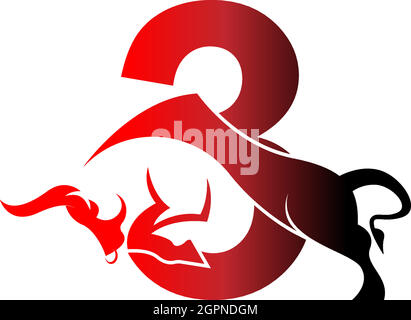 Combinaison de l'icône du logo de lettre avec le modèle de symbole de forme de taureau Illustration de Vecteur