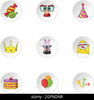 Maison de vacances de style cartoon, icons set Illustration de Vecteur