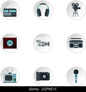 Appareils électroniques icons set, style plat Illustration de Vecteur