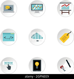 SEO icons set, style plat Illustration de Vecteur