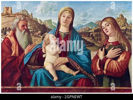 Vittore Carpaccio, Madonna et l'enfant avec deux saints, peinture, vers 1490 Banque D'Images