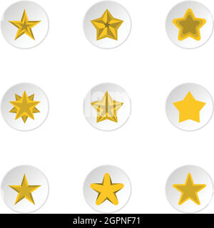 Types d'étoiles icons set, style plat Illustration de Vecteur