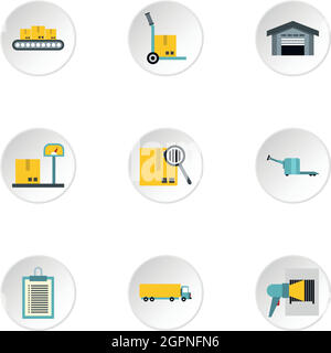 Icônes d'entrepôt, style plat Illustration de Vecteur