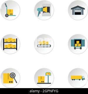 Store icons set, style plat Illustration de Vecteur