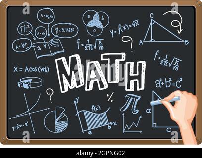 Formule mathématique d'écriture manuelle sur l'illustration du tableau noir Illustration de Vecteur