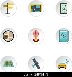 Location icons set, style plat Illustration de Vecteur