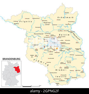 Carte de l'état de Brandebourg en allemand Illustration de Vecteur