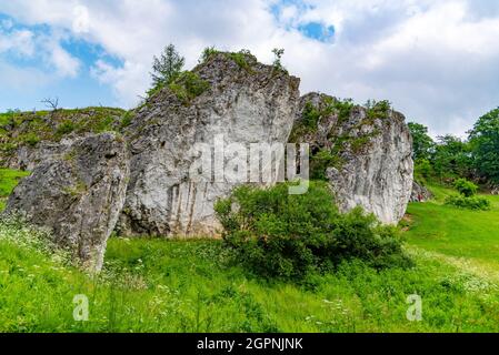 Kolibky - formation de roches calcaires dans Rudice Sink, Tchèque: Rudicke propadani, Karst morave, République Tchèque Banque D'Images