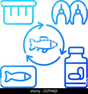 Icône de vecteur linéaire de gradient de produit de poisson Illustration de Vecteur