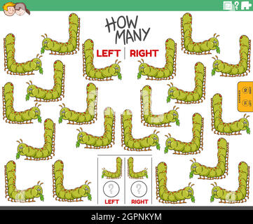compter les images de gauche et de droite de la bande dessinée caterpillar Illustration de Vecteur