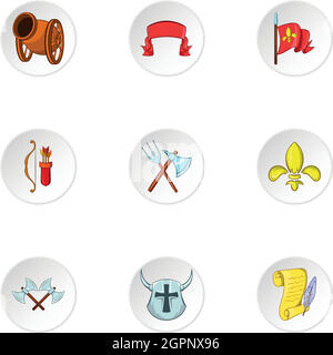 Knight, cartoon style icons set Illustration de Vecteur