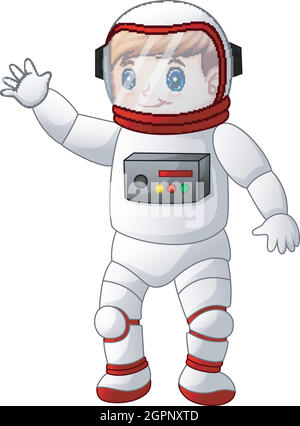 Homme de bande dessinée portant le costume d'astronaute Illustration de Vecteur