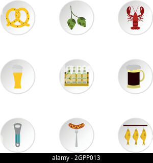 Boisson alcoolisée icons set, style plat Illustration de Vecteur