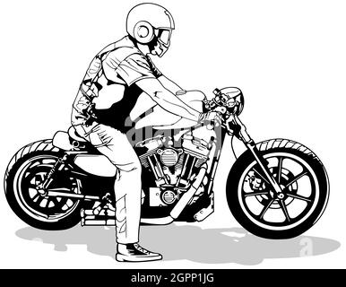 Motocycliste sur le dessin de moto Illustration de Vecteur