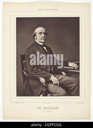 De Broglie, 1875/77. [Portrait de Jacques-Victor-Albert, 4e duc de Broglie, politicien, diplomate et écrivain français]. Woodburytype, tiré de la revue "Galerie contemporaine Litt&#xe9;raire, Artistique" (1877), volume 4. Banque D'Images