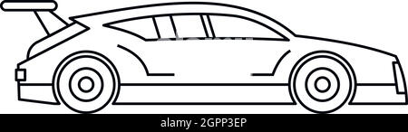 L'icône de voiture de course, style contour Illustration de Vecteur