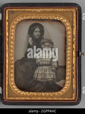 Sans titre (Portrait de la femme et de l'enfant assis), 1855. Daguerréotype. Banque D'Images
