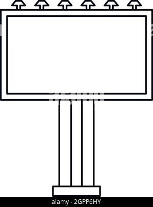 Panneau publicitaire, icône de style contour Illustration de Vecteur