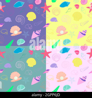 motif d'arrière-plan sans couture sea shells Illustration de Vecteur