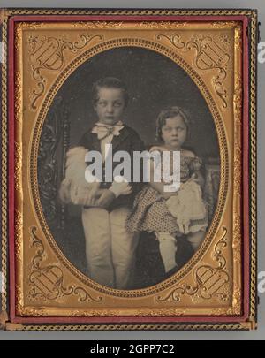 Sans titre (Portrait d'un garçon et d'une fille), 1855. Daguerréotype. Banque D'Images