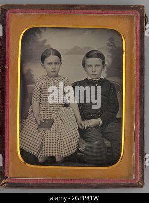 Sans titre (Portrait d'une fille et d'un garçon), 1847. Daguerréotype. Banque D'Images