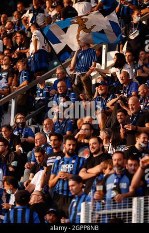 Gewiss Stadium, Bergame, Italie, 29 septembre 2021, Atalanta Supporters pendant Atalanta BC vs Young Boys - UEFA Champions League football match Banque D'Images