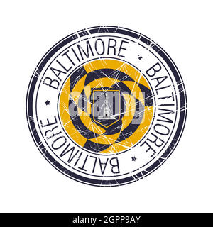 Ville de Baltimore, Maryland timbre vectoriel Illustration de Vecteur
